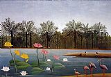 Henri Rousseau The Flamingos painting